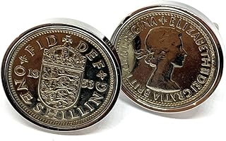 Boutons de manchette premium 1953 originaux shilling sixpence 6d anniversaire / anniversaire, idéaux