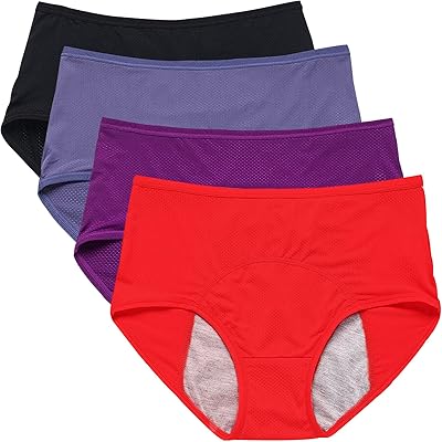 Culotte menstruelle grande taille, culotte en maille respirante pour femme étanche 4 pièces
