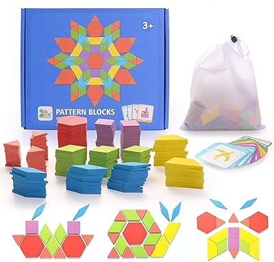 Ensemble de blocs momoper tangram, design en bois, 155 pièces éducatives montessori