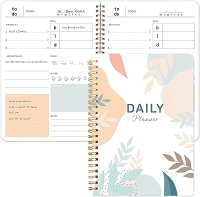 Planificateur de tâches - carnet de planification quotidienne non daté, planificateur à spirale qui favorise vos tâches quotidiennes et votre suivi d'habitudes, planificateur quotidien pratique, 52 feuilles, 5,5" x 8". Diaytar Sénégal : Le plaisir d'acheter sans se priver
