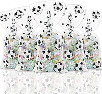 Sacs à dragées en papier 100 pièces sacs bonbons de football transparents violoncelle