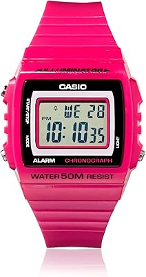 Montre à quartz en plastique rose classique w215h-4av pour femme casio avec cadran