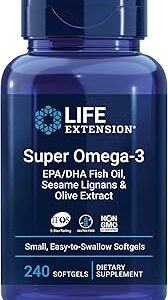 Life extension super omega-3 (huile de poisson) epa/dha avec coques de sésame et extrait d'olive, 240 gélules faciles à avaler. Diaytar Sénégal : Innovation digitale et prix attractifs