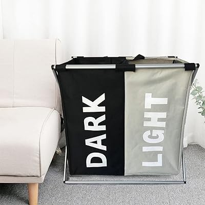 Panier à linge kafifi en deux sections, panier pliable pour ranger les vêtements