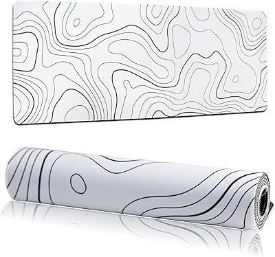 Tapis de souris de jeu topographique blanc long et étendu, taille xl, antidérapant