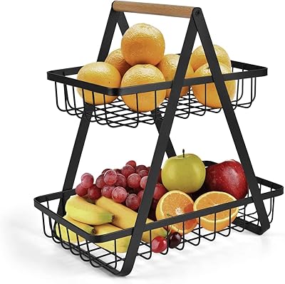 Panier de rangement de fruits ecv à 2 niveaux, présentoir à légumes