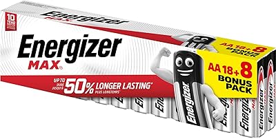 Piles alcalines energizer max lr6 aa, 50 % de performances en plus, pack