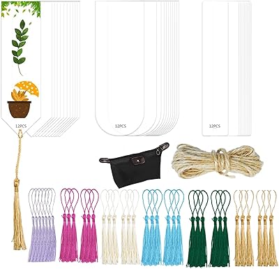 74 pièces marque-pages vierges en acrylique transparent avec frange colorée, marque-pages en résine transparente pour projets d'artisanat, cadeaux, cartes de prix (3 styles). Gagnez du temps et de l'argent avec Diaytar