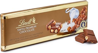 Barre de chocolat au lait lindt gold avec noix, 300 g (1 paquet)
