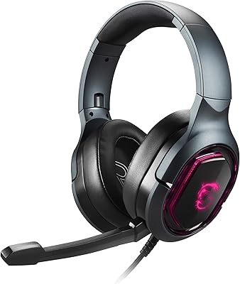 Casque de jeu msi emmers gh50, grands pilotes de 40 mm, microphone amovible