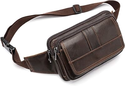 Sac banane multi-usage en cuir pour hommes au design vintage avec ceinture à