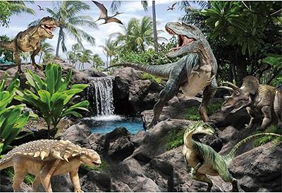 Toile de fond de dinosaure de 8x6 pieds pour décorations de fête d'anniversaire