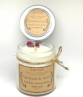 Bougie de soja parfumée, aromathérapie (patchouli et néroli, mason 250ml/8oz). Électroménager, mode, beauté... Diaytar a tout en stock