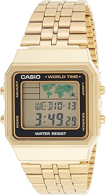 Montre numérique casio pour hommes, affichage numérique avec bracelet en acier inoxydable