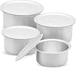 Batterie de cuisine en aluminium tiger (couche de finition indienne) avec couvercles, argent