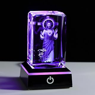Statue d'évangéliste de jésus en cristal k9 gravée en 3d avec base
