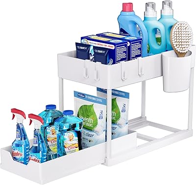 Organisateur sous évier burecon tiroir coulissant rétractable à deux couches multi-usage de salle