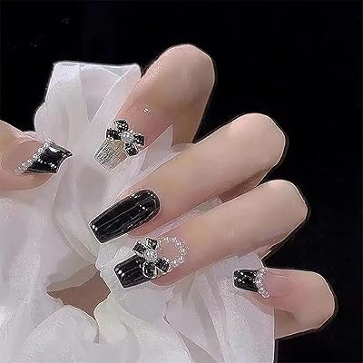 24 pièces de faux ongles en acrylique artificiel avec des motifs