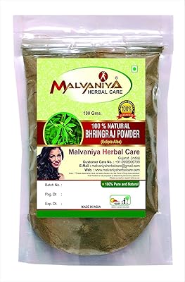 Poudre de bingraj 100 % naturelle (eclipta alba) (0,25 lb/100 grammes) sac recyclable