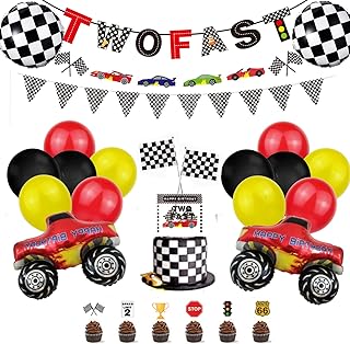Fournitures de fête d'anniversaire finiba 2 speedy, ballons monster truck, 48 ​​pièces
