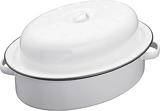 Plateau à rôtir en émail kitchencraft avec couvercle de living nostalgia, 33,5 x