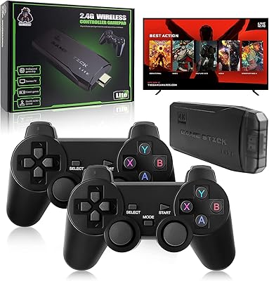Console de jeu 4k intégrée avec deux contrôleurs sans fil 2,4 g, clé