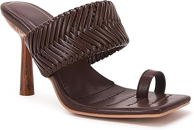Sandales carrées à bout ouvert vetaste pour femmes avec bride aiguille en cuir