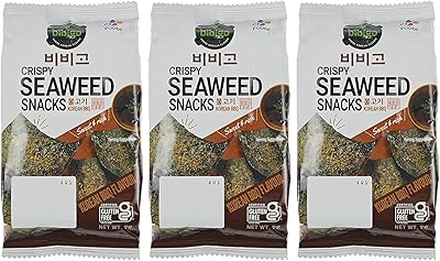 Snacks croquants aux algues saveur barbecue cj bibigo (paquet de 3) 15g