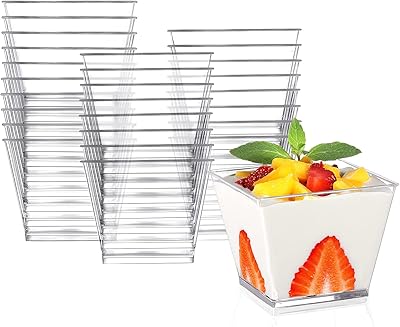 Gobelets à dessert en plastique avec couvercles et cuillères, petits gobelets à dessert