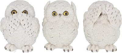 Figurine nemesis now wise owl de three ways, 8 cm, blanc