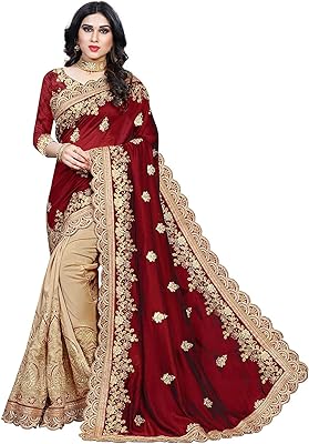 Niza fashion sari de travail brodé en soie unie pour femme avec chemisier