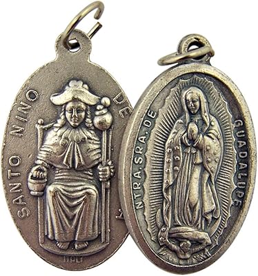 Cadeaux religieux en argent, base colorée, notre-dame de guadalupe santo nino de atocha, pendentif double face, 1 3/8". Diaytar : Le e-commerce qui respecte votre budget