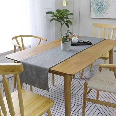 Chemin de table réversible lavable kooty pour salle à manger centrale en tissu