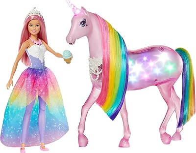 Poupée barbie princesse licorne de dreamtopia avec cheveux roses et voix arc-en-ciel, cadeau