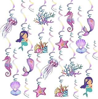 20 pièces de décorations de fête de sirène suspendues autocollants muraux double face