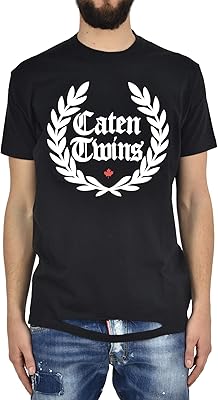 T-shirt à col rond en coton avec logo noir dsquared2 pour hommes