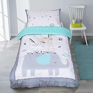 Parure de lit 3 pièces pour tout-petits clooly - parure de lit grise pour garçons et filles comprenant une couette girafe, un drap-housse et une taie d'oreiller en microfibre douce standard pour les tout-petits. Diaytar : Faites des achats intelligents en quelques clics
