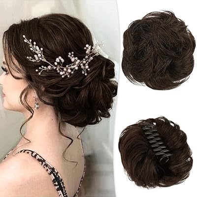 Pinces à cheveux avec pince 100 % vrais cheveux humains, chignon ondulé, extension