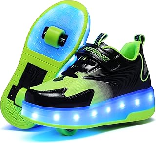 Patins à roues alignées à deux roues pour enfants avec lumières rechargeables, patins