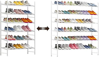 Étagère à chaussures empilable, étagère à chaussures en métal extensible réglable, organisateur