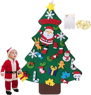 21 pièces arbre de noël en feutre avec ornement pour enfants cadeaux