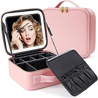 Trousse de maquillage de voyage avec miroir éclairé par led, trousse de maquillage