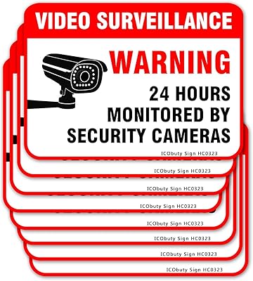 Autocollant d'avertissement de vidéosurveillance, paquet de 8 autocollants pour système d'alarme domestique, 2,5