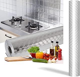 Autocollants de fond de cuisine en papier d'aluminium auto-adhésif haute température imperméable, autocollants