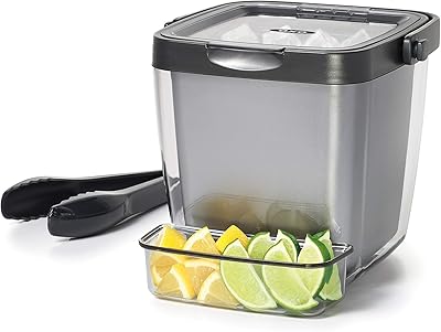 Seau à glace double paroi oxo avec pinces et plateau décoratif de good