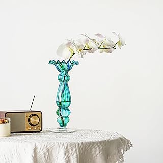 Vase à fleurs en verre soufflé de 11,8 pouces de haut, vase décoratif