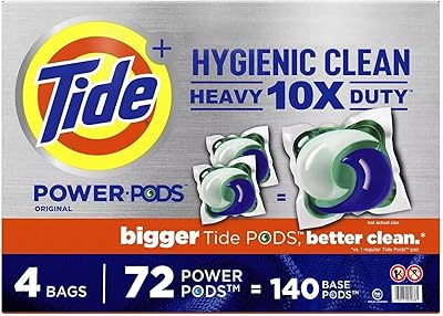 Détergent en poudre très résistant tide hygenic clean powerpods, paquet original de 72