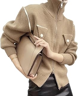 Hobivhobiva cardigan à fermeture éclair pour femme, pull uni, manteau, veste pour femme