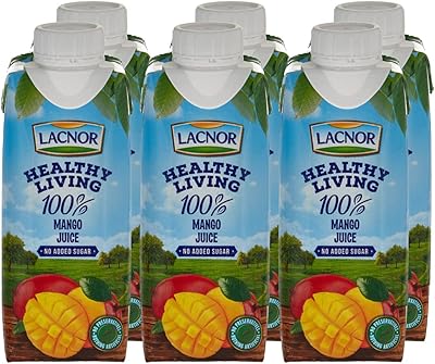 Lacnor healthy living 100 % jus de mangue, sans sucre, 250 ml, paquet