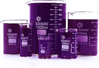 Ensemble de 6 béchers en verre borosilicate épais à profil bas - 25